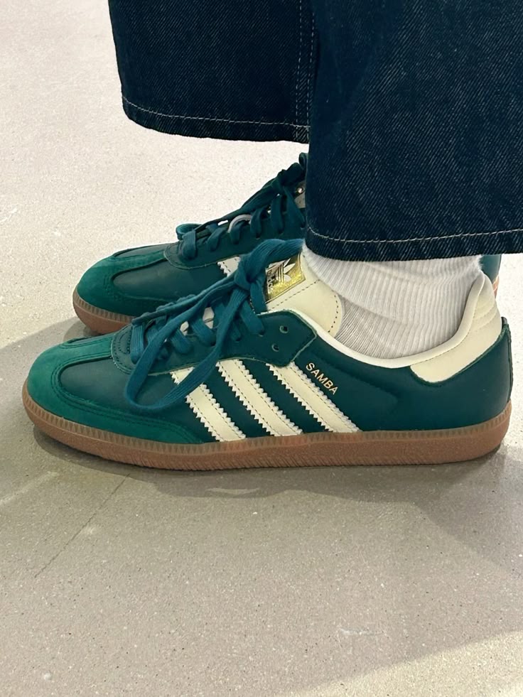 Adidas samba green and white